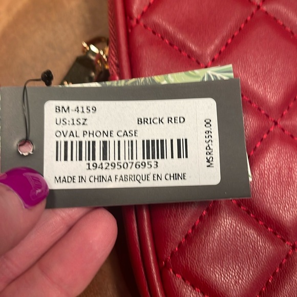 NWT badly Mishka, vegan leather in brick red phone case with wallet pocke… - Picture 2 of 10